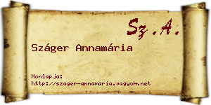 Száger Annamária névjegykártya